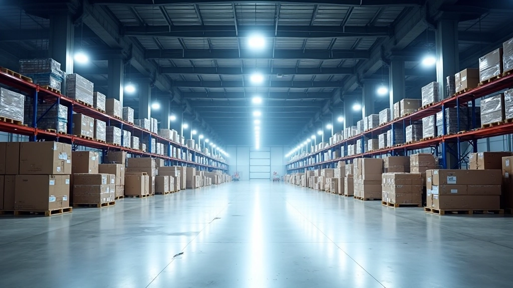 Logistics facility with LED high bay systems
